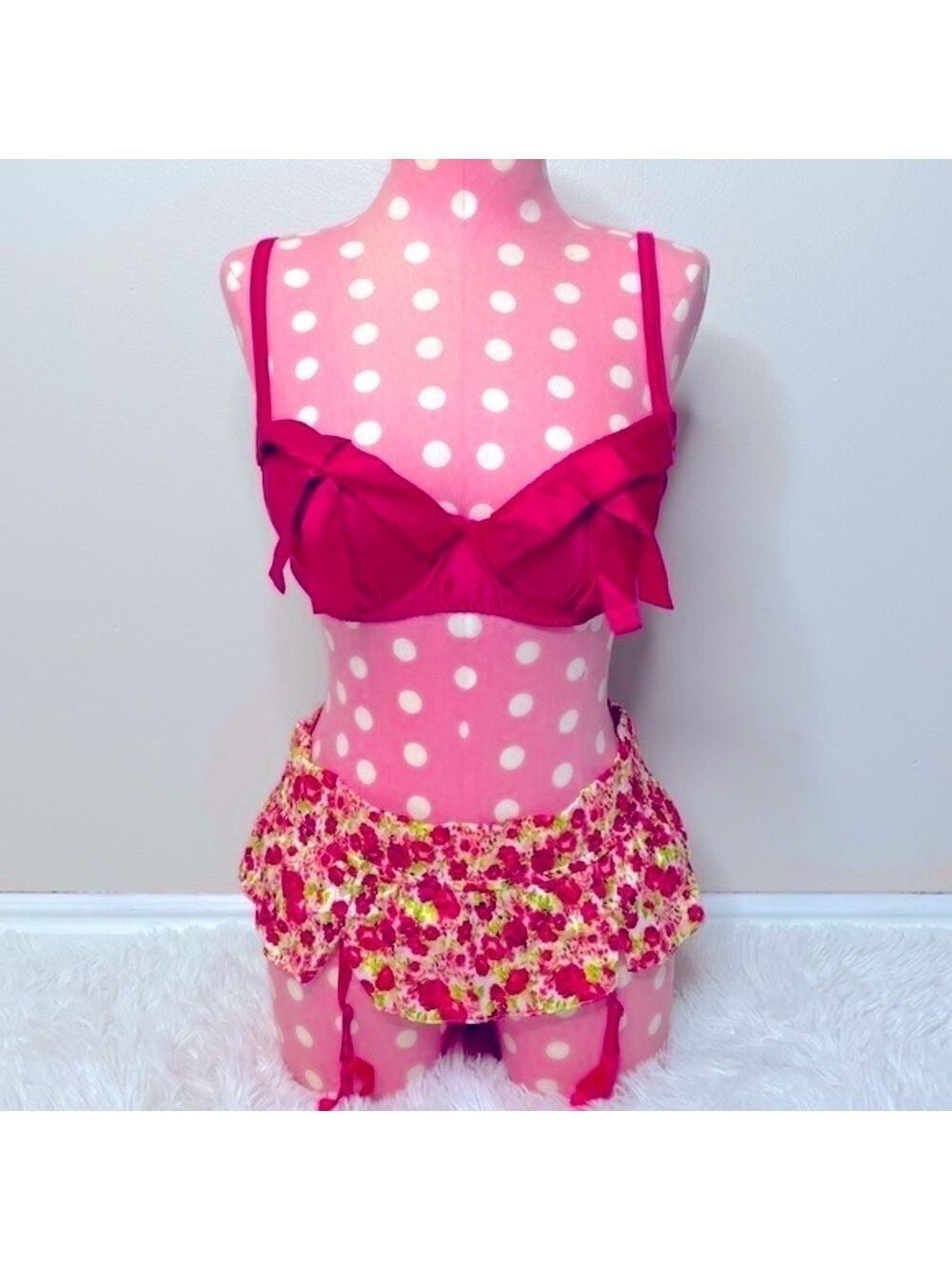 Victoria’s Secret floral garter skirt thong & bustier set